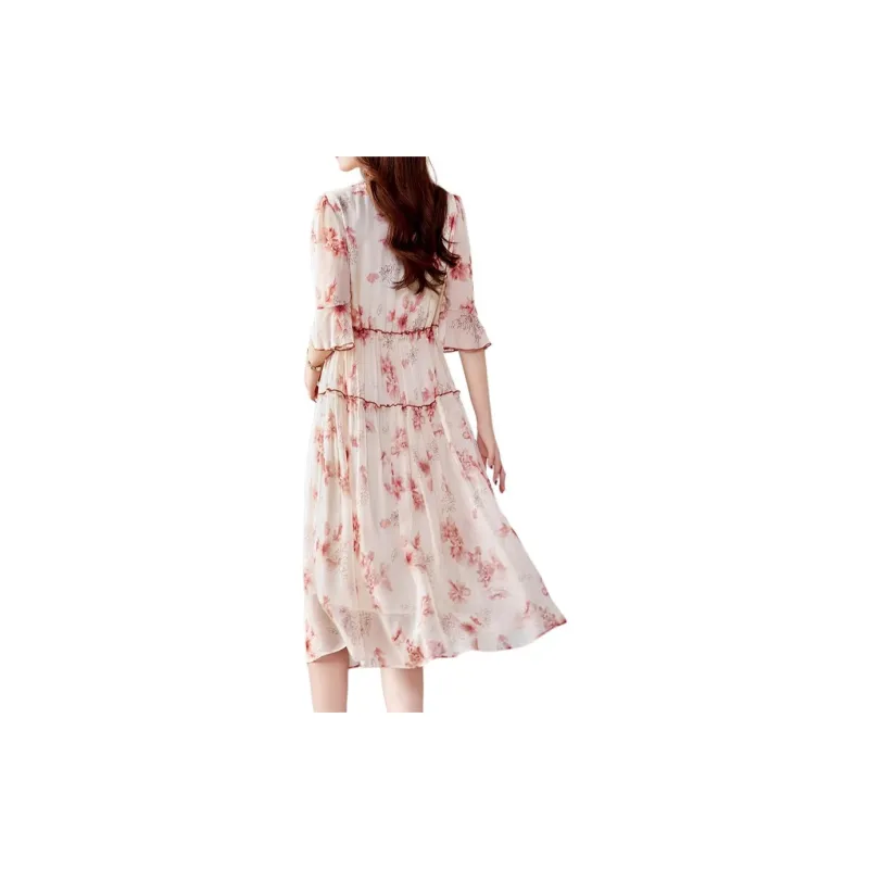 Yi Mengyuan Silk Long Sleeved Dress Women's-6