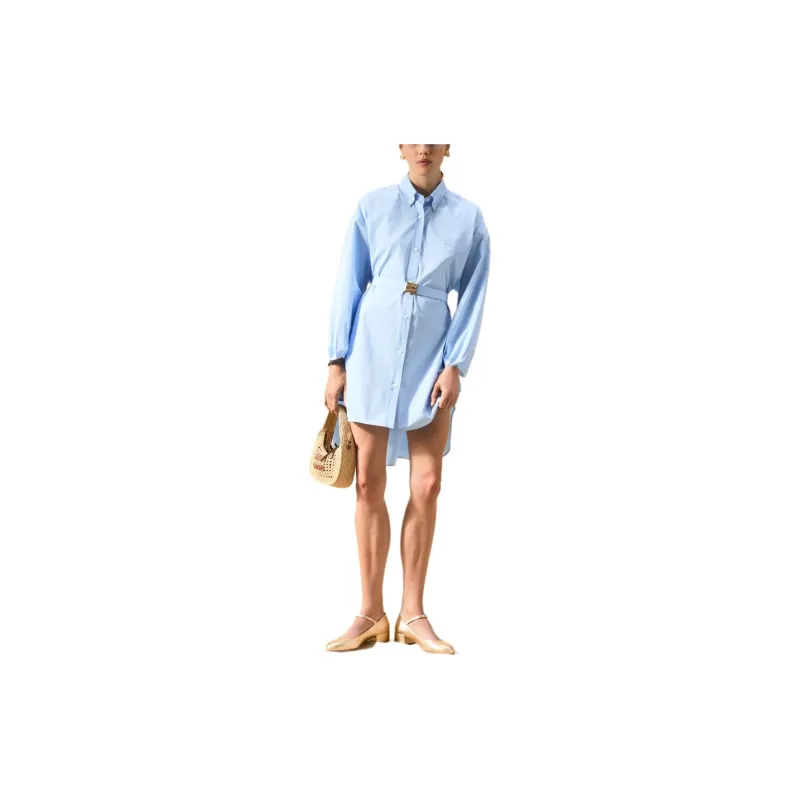 MIU MIU Long Sleeved Poplin Shirt Dress-1