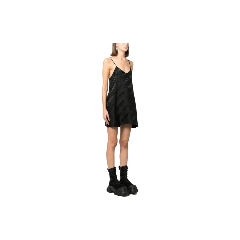 Vetements Logo-print Spaghetti-strap Minidress-3