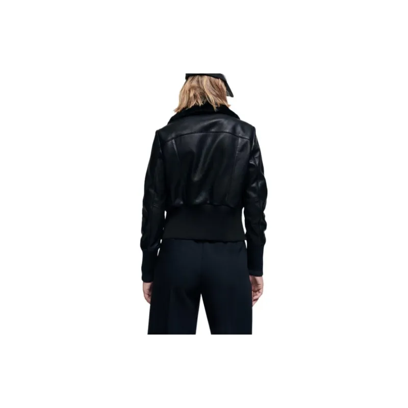 Maje Leather Jackets Women's Black-2