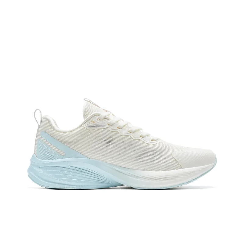 XTEP Anti Slip Wear Resistant Low Top Long Distance Running Shoes Women's Sail White/Soft Purple-1