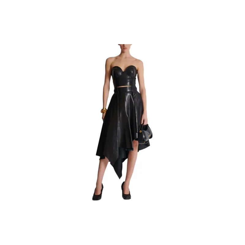BALMAIN Zip up Leather Corset Top-3
