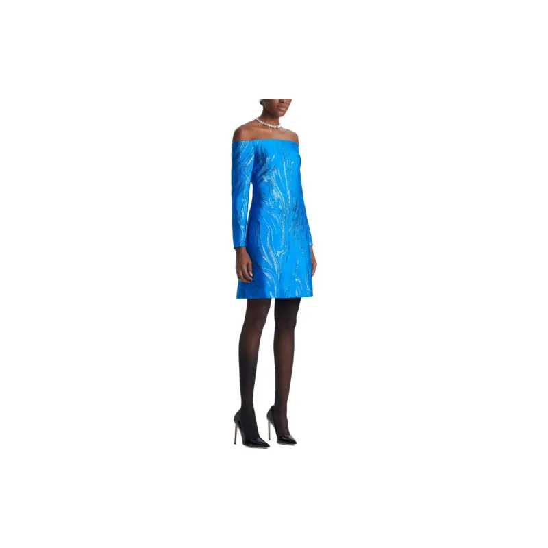 SCANLAN THEODORE Tinsel Mini Long-Sleeved Dresses Women's Sapphire/Sapphire-3