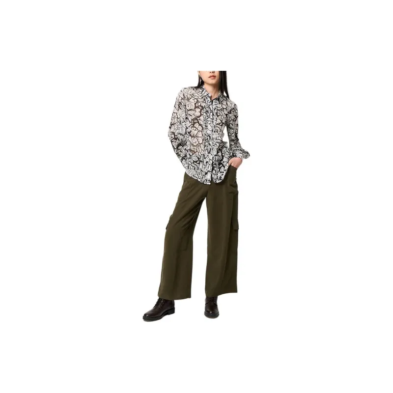 CLUB MONACO Shirt Women's Black And White Butterfly Print-1