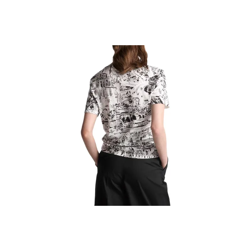 DIOR Patterned Print Crew Neck Short Sleeved T Shirt Women's Multicolor-2