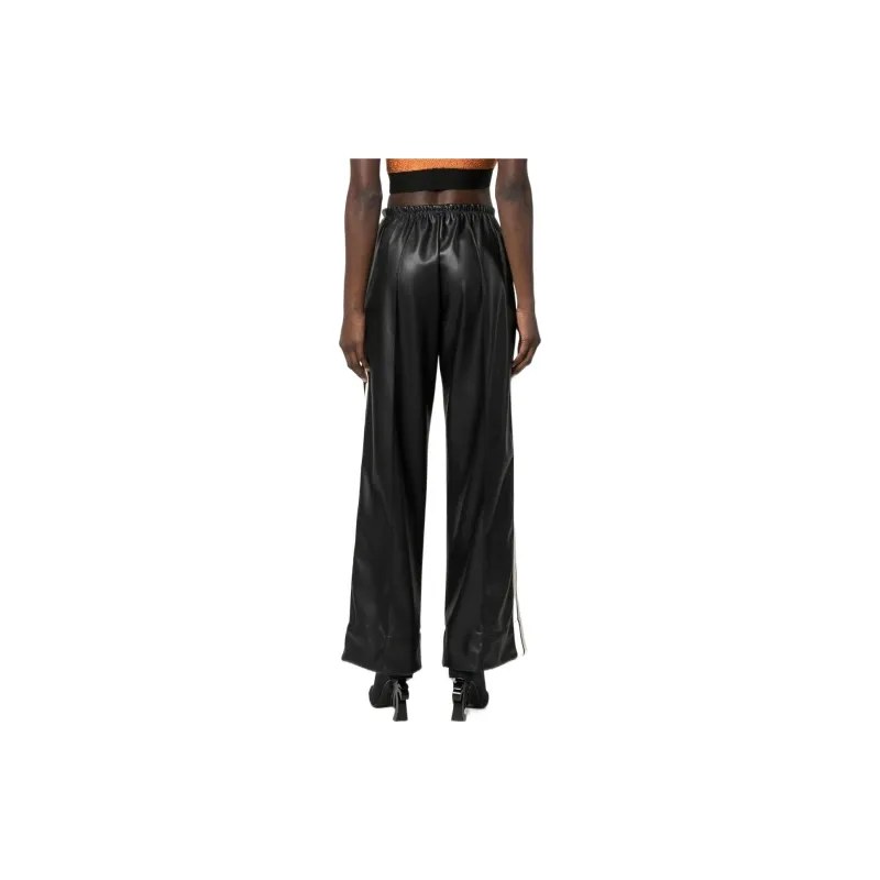 PALM ANGELS Logo print Faux leather Track Pants-2