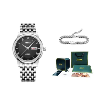 DOM Automatic Mechanical Movement Stainless Steel Watchband Watch Men's Watches Black Dial