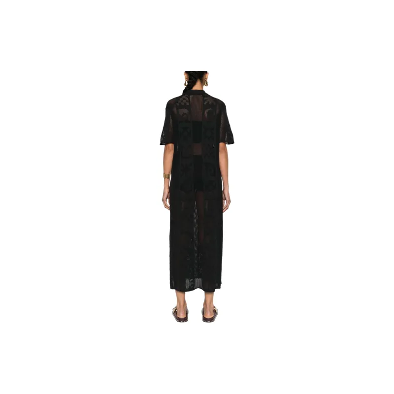 NANUSHKA Polo collar Open knit Midi Dress-2