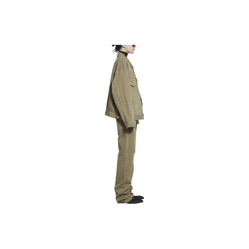 Balenciaga Denim Jacket Loose Fit Style Women's Beige-4