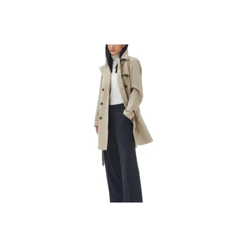 BARBOUR Double Breasted Belted Trench Coat-1