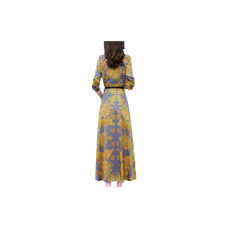 Mapping Long Sleeved Dresses Women's Gold-3