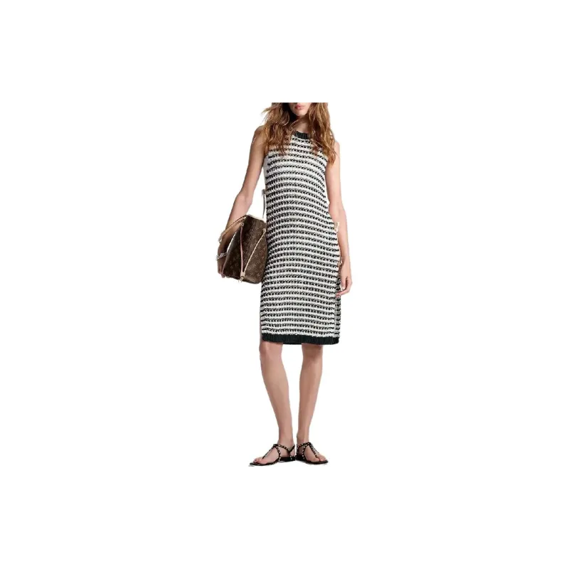 LOUIS VUITTON Striped Lace Knit Open Dress-1