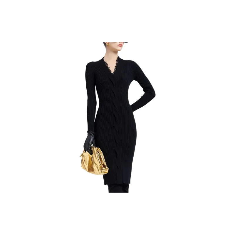 BESIONIA FＷ23 Long Sleeved Dresses Women's Black-2