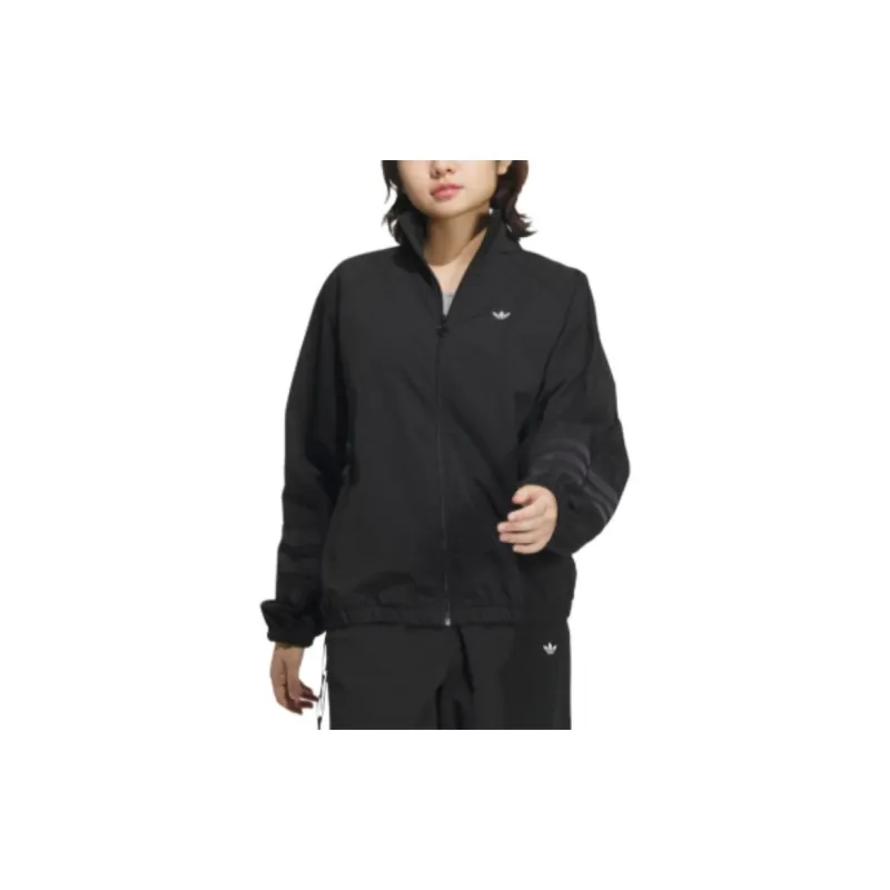Adidas Originals RUCHED TRACK TOP TRACK TOP Jackets Coats Women's Black/White-1