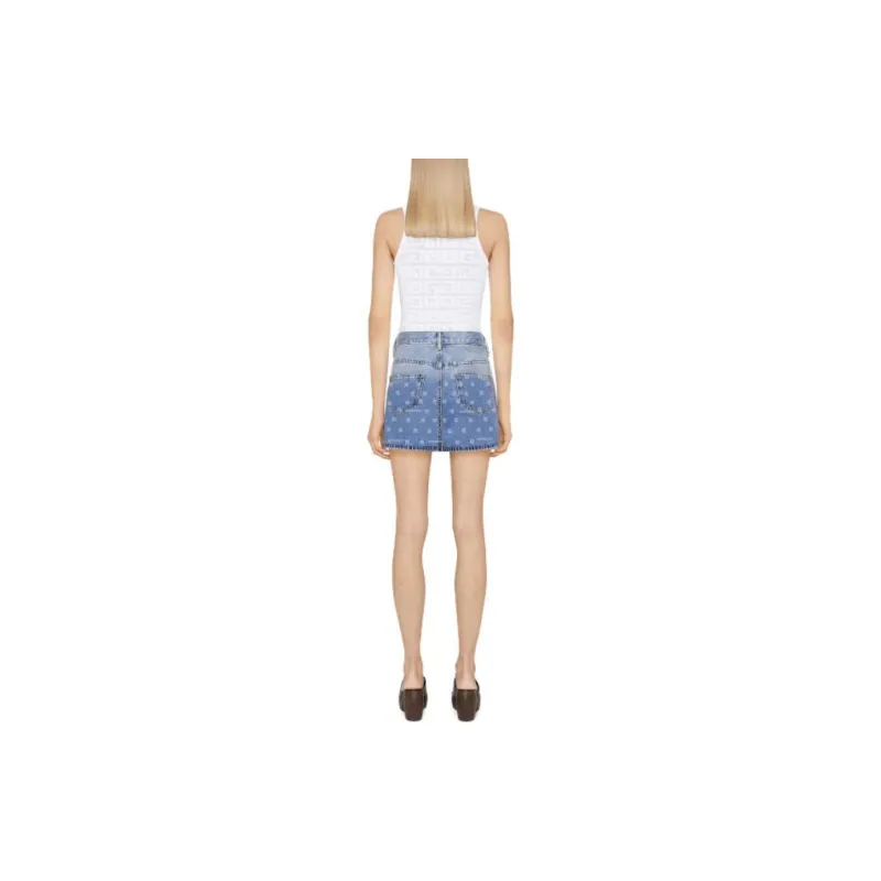 Givenchy Denim Long Skirts Women's Blue-2