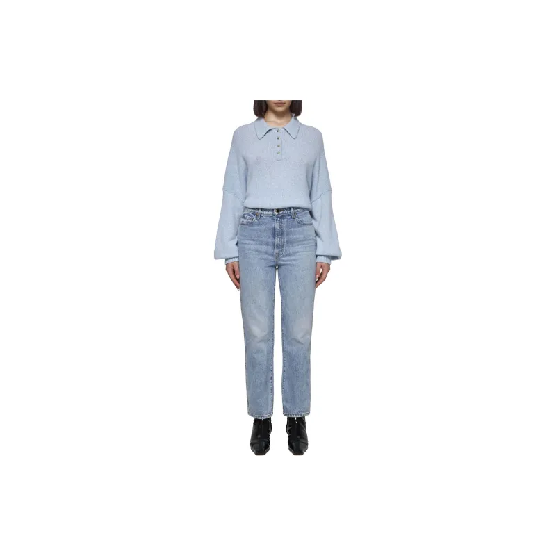 KHAITE Rene Long Sleeved Polo Jumper-1