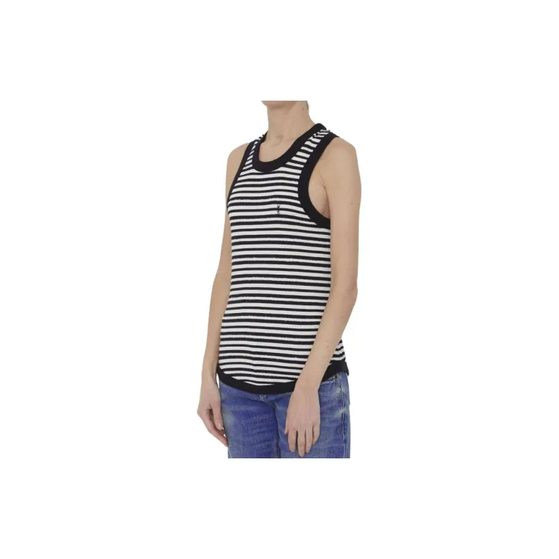 SAINT LAURENT Cassandre Striped Tank Top-4