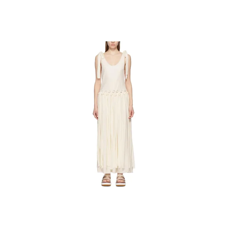 Chloe SS22 Sleeveless Dress Women's Ecru-0