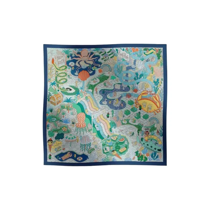 HERMES Silk Scarves Women's Marine Blue-0