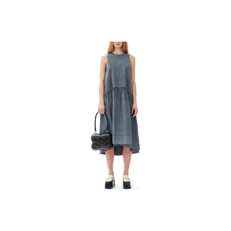 GANNI Cotton Poplin Open Back Midi Dress-2