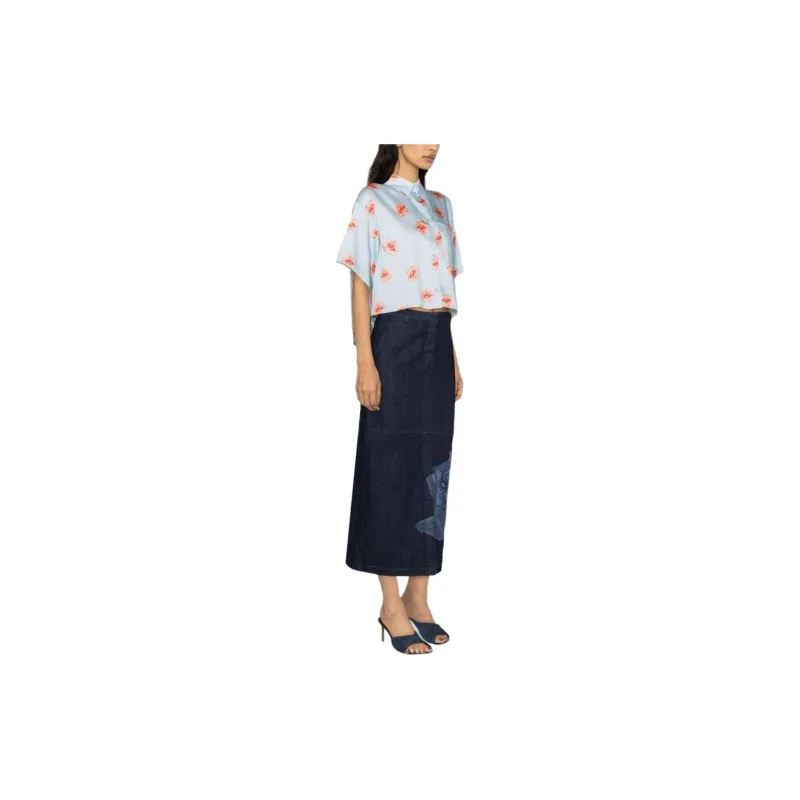 KENZO Floral print Denim Maxi Skirt-3