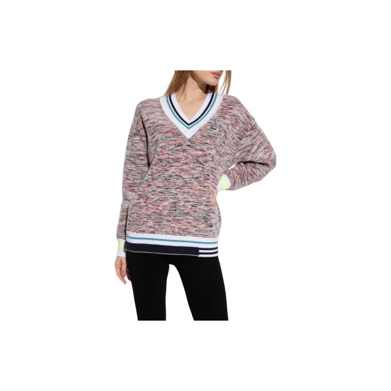LACOSTE Sweater Women's Red White-3