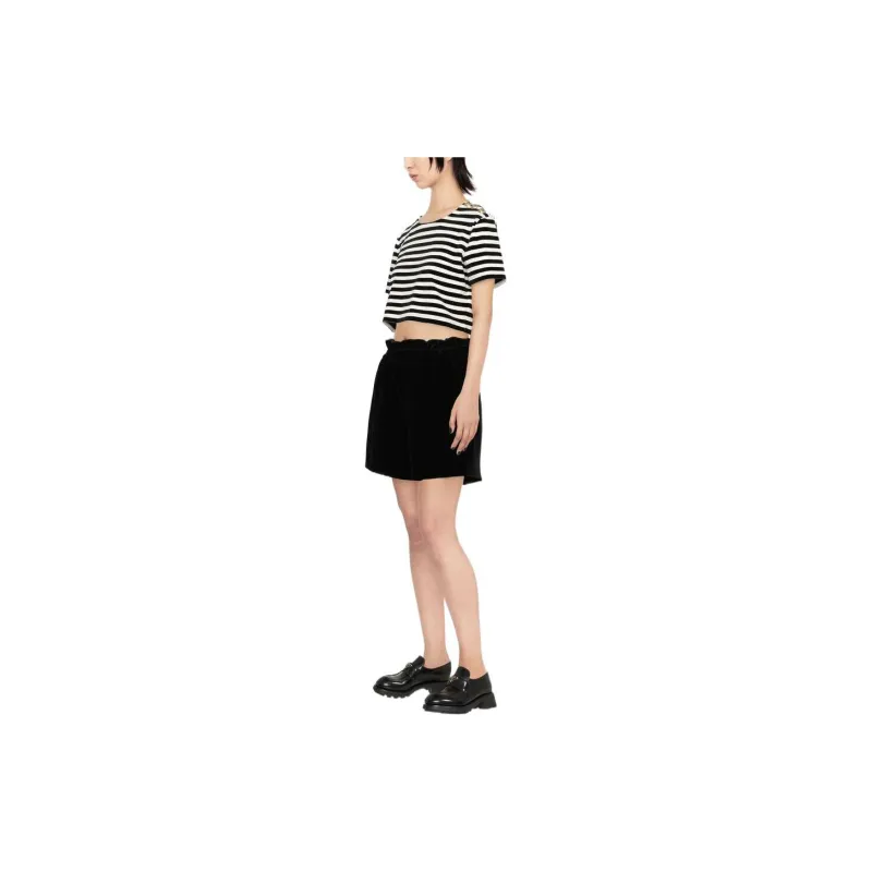BALMAIN Crop Top Women's Black White-3