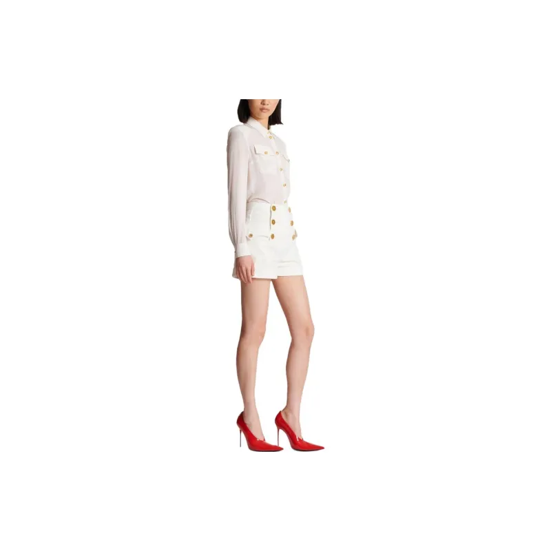 BALMAIN 6 Button Denim Shorts-4