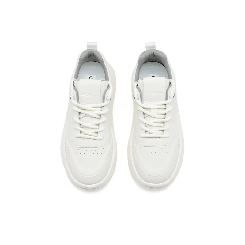 JOSINY Small White Shoes Lightweight Cushioning Rebound Low Top Casual Shoes Men's Ecru-3