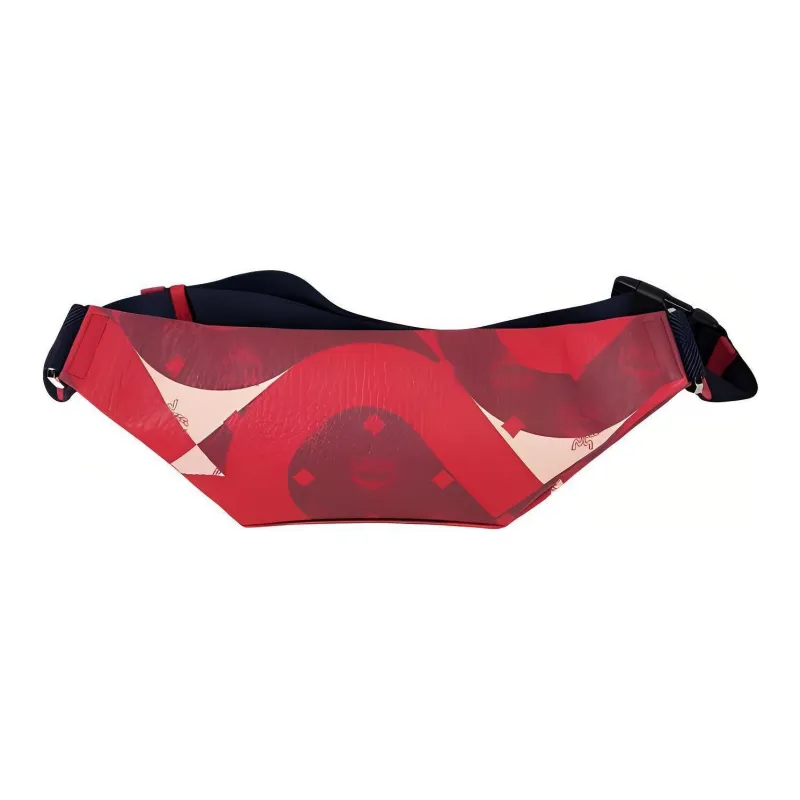 MCM Fursten Visetos Artificial Leather One Shoulder Crossbody Fanny Pack Small Size Men's Red-2