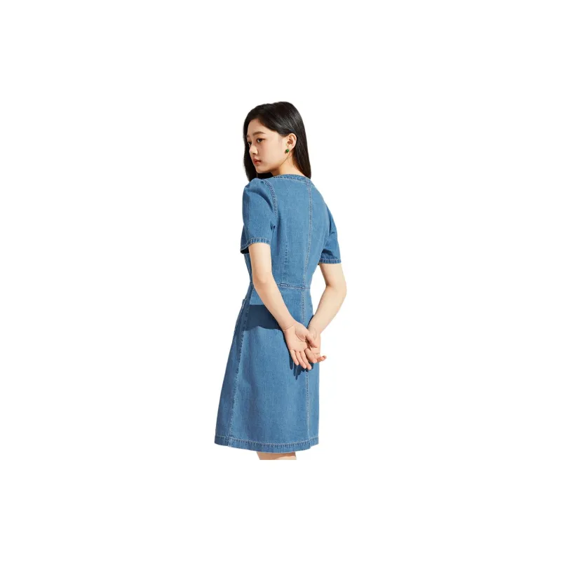 Hotwind Short Sleeved Dress Women's Blue-3