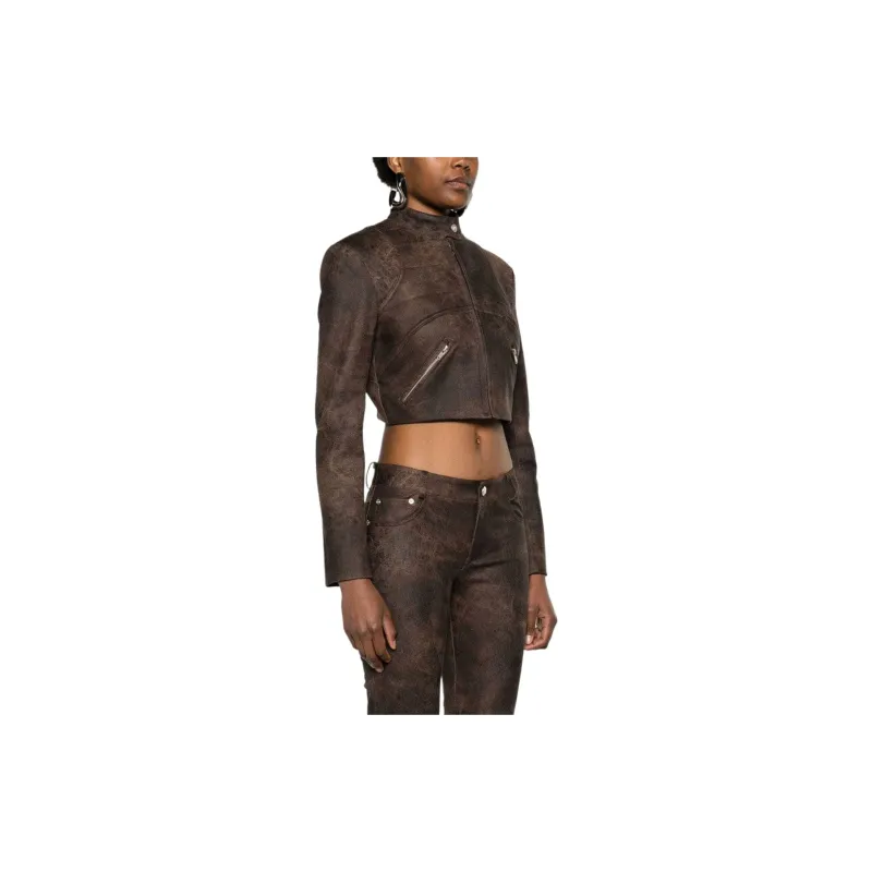 Misbhv Cracked Cropped Faux-leather Jacket-2