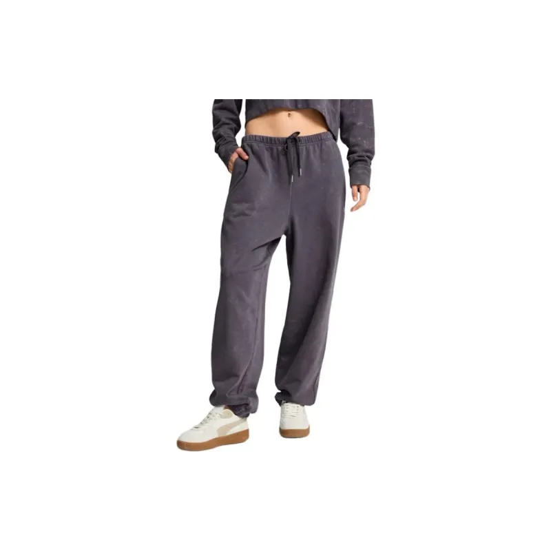 PUMA DARE TORELAXED FW24 Washed Casual Pants Women's Gray-2