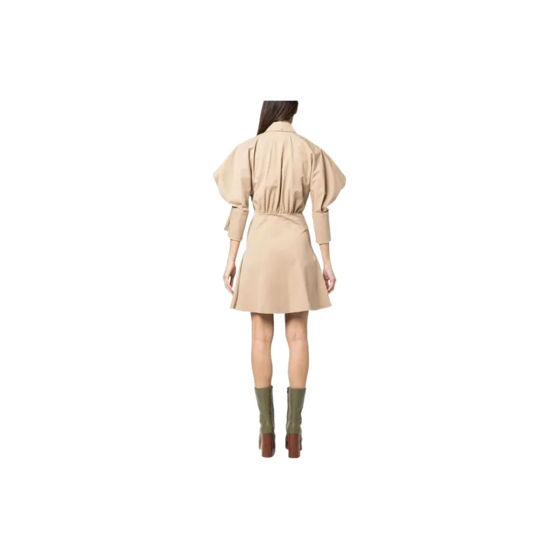 SportMax Long Sleeved Dresses Women's Khaki-2