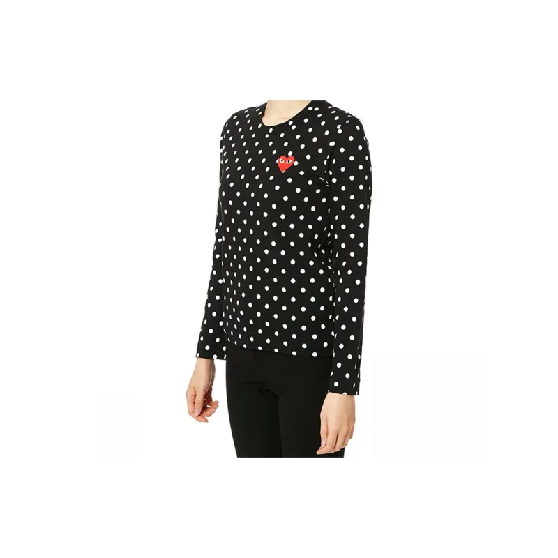 CDG Play Polka Dot Long Sleeve T Shirt 'Black'-3