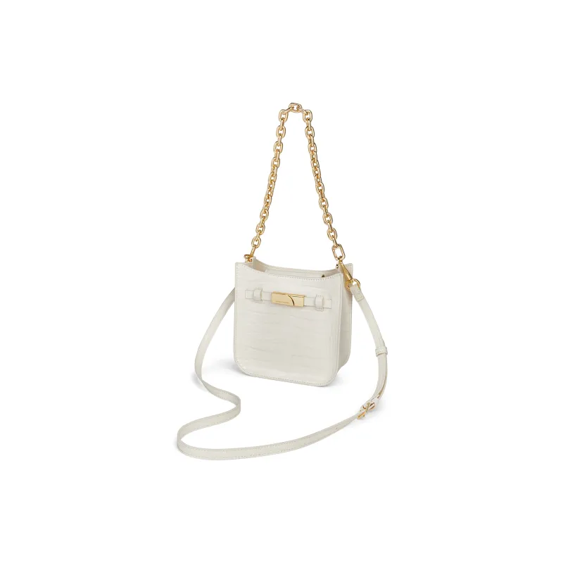 CHARLES&KEITH PU Shoulder Bag Small Size Women's Navy Blue Navy/Milk White Cream-7