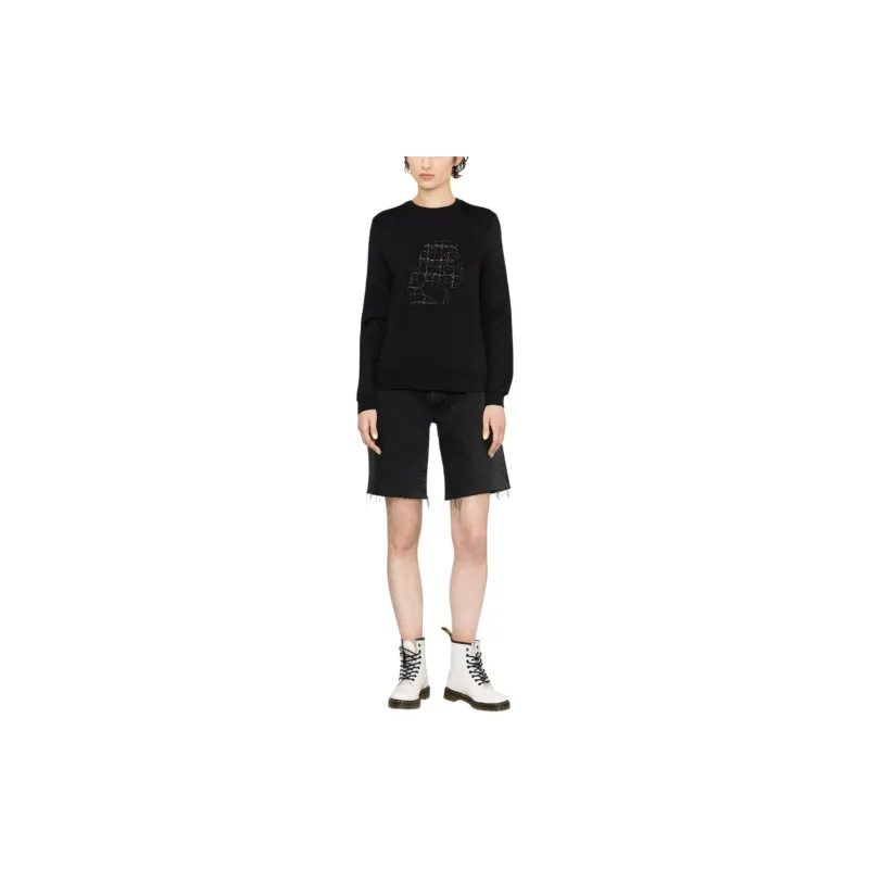 KARL LAGERFELD / Karl Lagerfeld Jeans Bouclé Karl Profile Crew-neck Sweatshirt-1