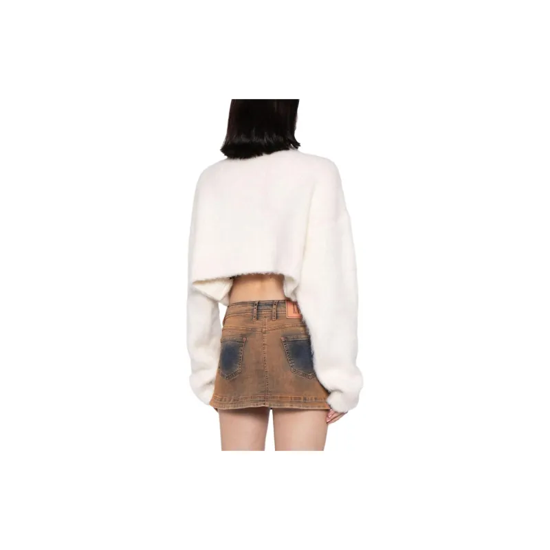 Vetements Fluffy Fancy Button Cropped Cardigan 'Beige'-2