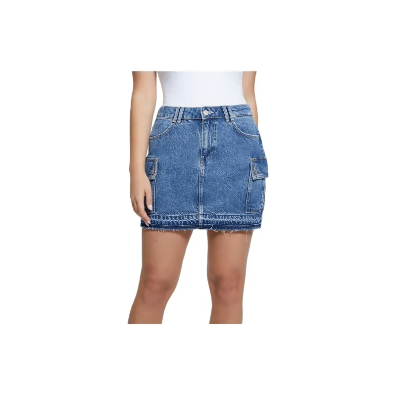GUESS Denim Short Skirts Women's Blue-1