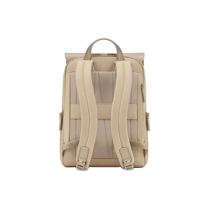 SAMSONITE Fabric With Cow Leather Backpack Women's Beige-3