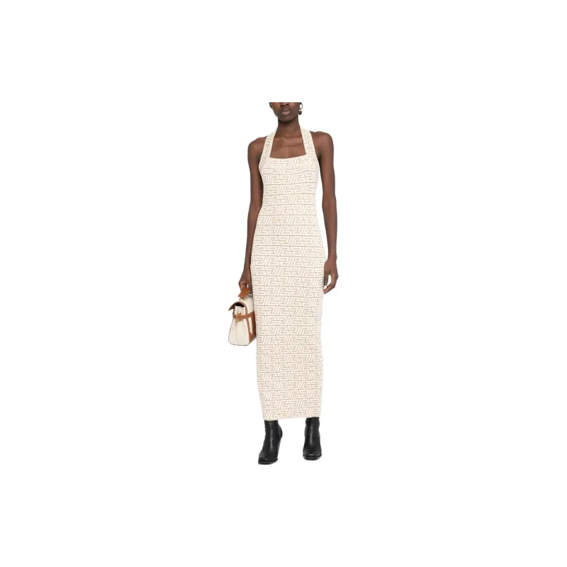 BALMAIN Logo jacquard Halterneck Dress-1