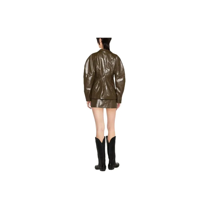 GANNI Patent Blazer 'Teak'-2