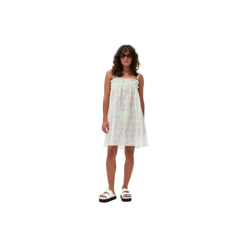 GANNI Broderie Anglaise Strap Dress-1
