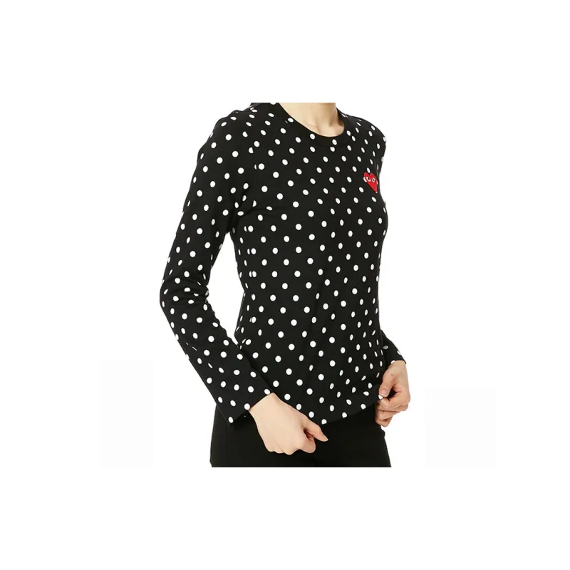CDG Play Polka Dot Long Sleeve T Shirt 'Black'-4
