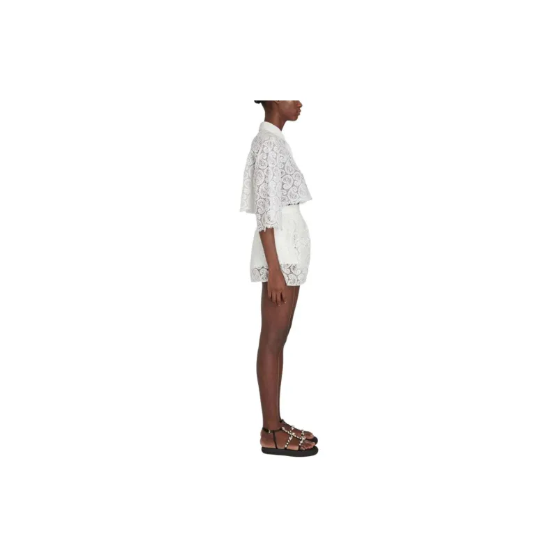 Giambattista Vall Paisley pattern Macramé Cropped Blouse-4