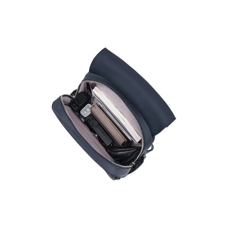 SAMSONITE Fabric Cow Leather Patchwork Backpack Women's Navy Blue-4