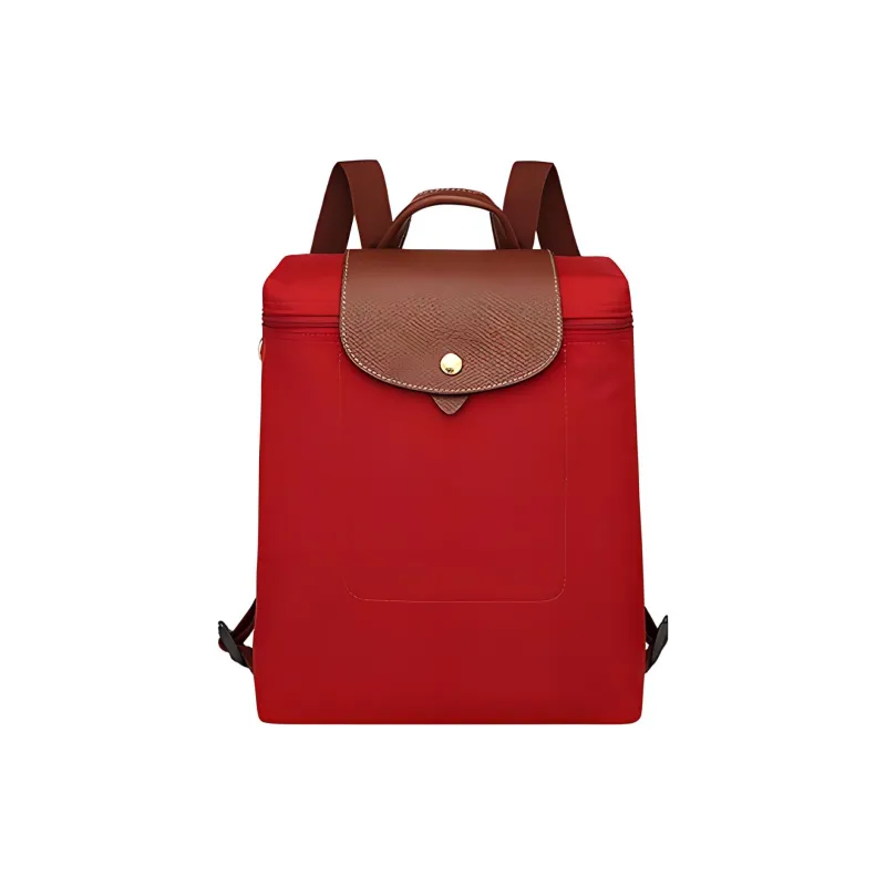 LONGCHAMP Le Pliage Recycled Canvas With Leather Trim Backpack Regular Women's Red-0