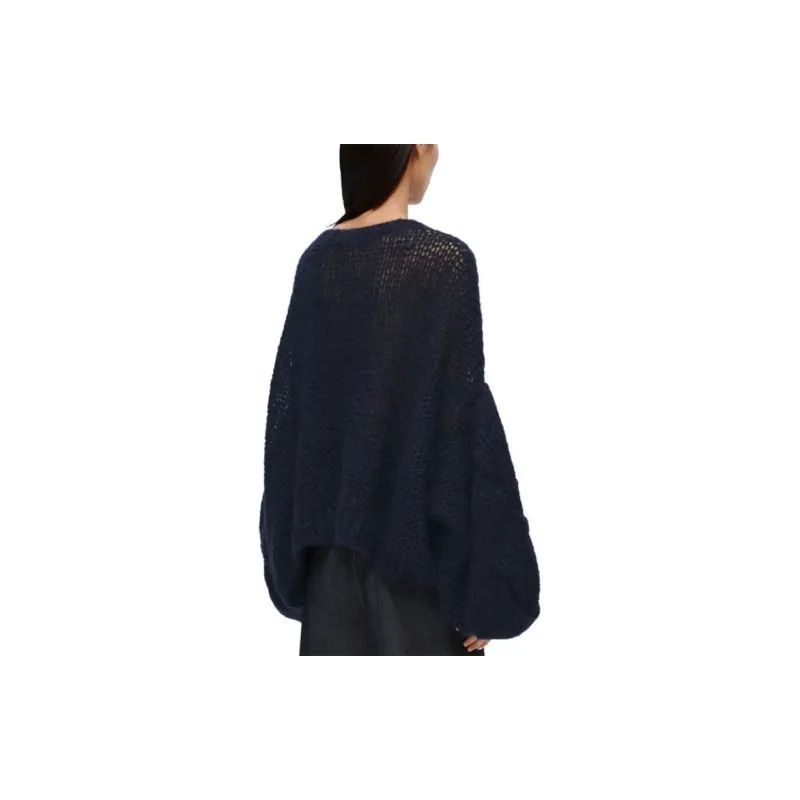 LOEWE Anagram Logo Embroidered Crewneck Oversized Jumper-3