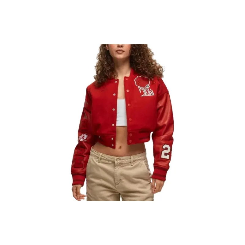 Jordan X Teyana Taylor Women's Varsity Jacket Gym Red/Sail/Team Red-5