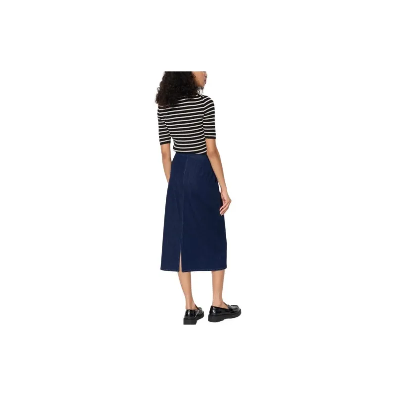 UNIQLO Denim Long Skirts Women's Navy Blue-3